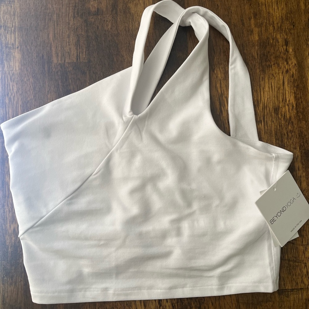 White One Shoulder Cropped Athletic Top